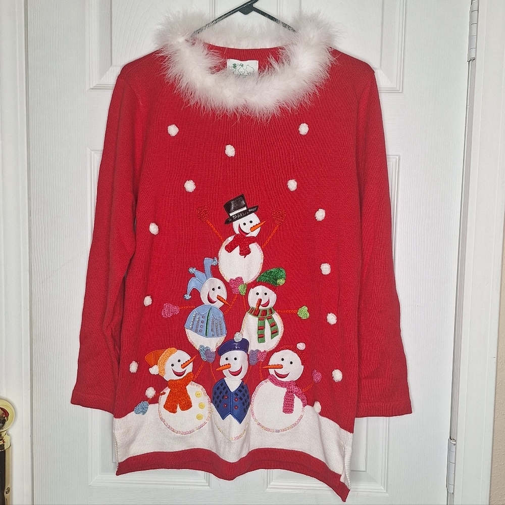 Quacker Factory Christmas Snowman Sweater Size‎ Small